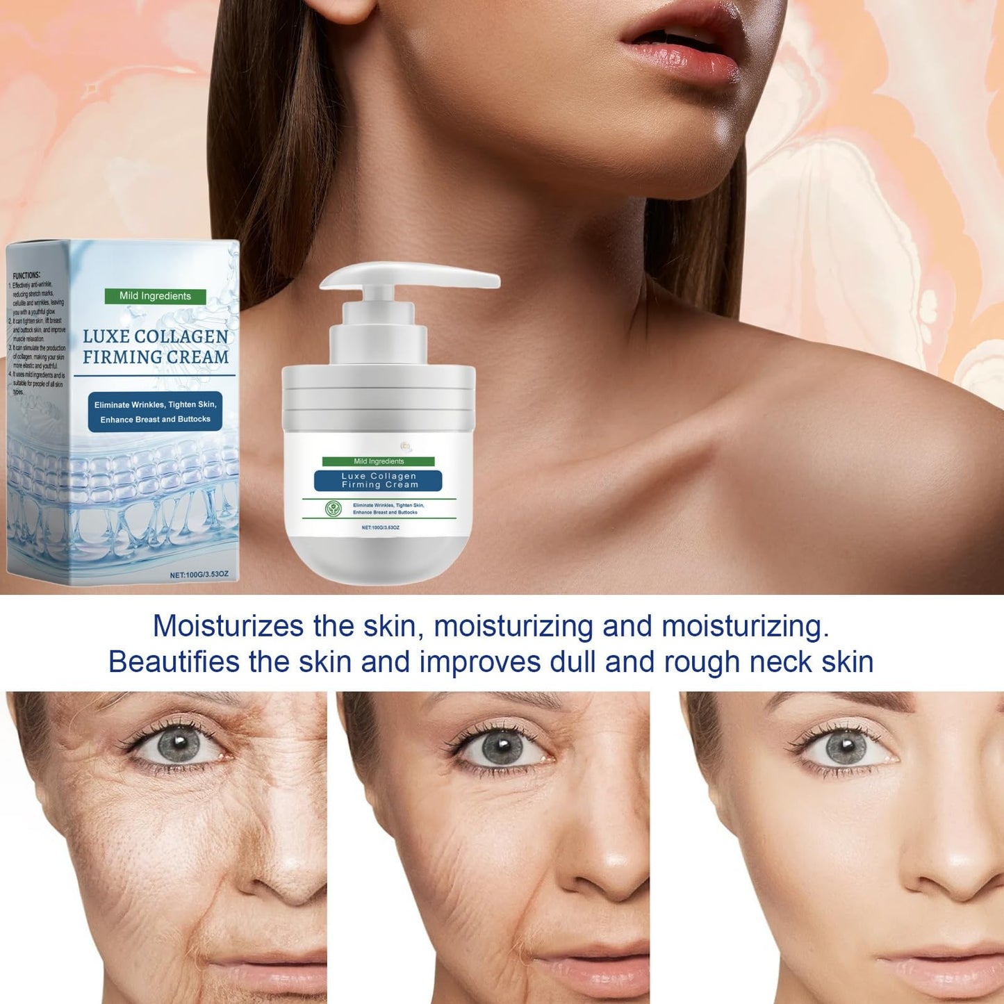 Luxe Collagen Firming Cream,Skin Firming Cream,Anti-Aging Moisturizer with Collagen,Ultra Firming & Revitalizing Cream,Collagen Cream,Skin Firming Body Cream,Firming Body Cream,Skin Tightening Cream