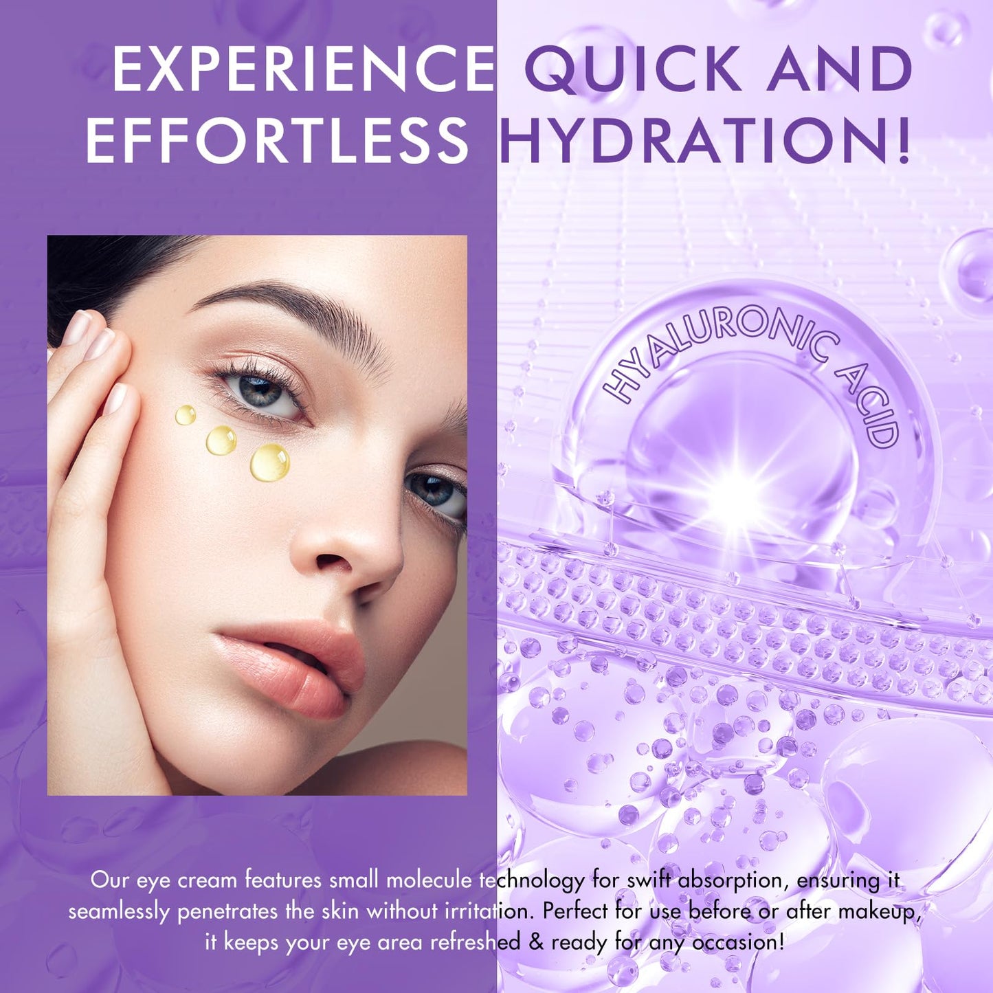 QUANHAO Eye Serum with 8% Caffeine 15ml 2 Pack, Under Eye Serum for Dark Circles and Puffiness Eye, Wrinkles and Fine Lines, Eye Cream, Under Eye Treatment Replumps, Brightens And De-Puffs Eyes