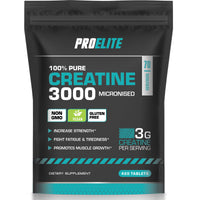 Creatine Monohydrate 3000mg - 420 Tablets - Gym Energy Supplement for Men & Women for Workout - Micronised Creatine Powder Capsules Alternative - Vegan & Keto Unflavoured by PROELITE