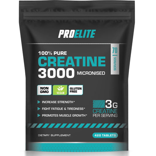 Creatine Monohydrate 3000mg - 420 Tablets - Gym Energy Supplement for Men & Women for Workout - Micronised Creatine Powder Capsules Alternative - Vegan & Keto Unflavoured by PROELITE