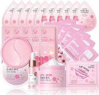TBeautfave Sakura Skin Care Sets & Kits, Skin Care For Teenage Girls, Skin Care Set For Pamper Teenage Girls Gifts,Facial Kit,Skincare Set,Cleanser,Toner,Serum,Cream,Mud Mask,Eye Mask,Lip Mask,Sleep Mask(24PCS)