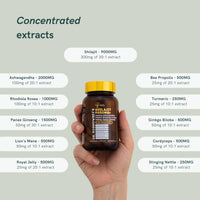 BioActive Shilajit Blend by Dr. Sosnowski's with Ashwagandha, Rhodiola Rosea, Lions Mane, Panax Ginseng, Royal Jelly, Ginkgo Biloba, Turmeric, Bee Propolis, Cordyceps and Stinging Nettle| 60 Capsules