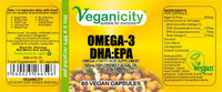 Veganicity Omega-3 DHA: EPA : Algal Oil Omega-3 Fatty Acid : 60 Vcaps, in a Planet-Friendly 99% Recycled Pot