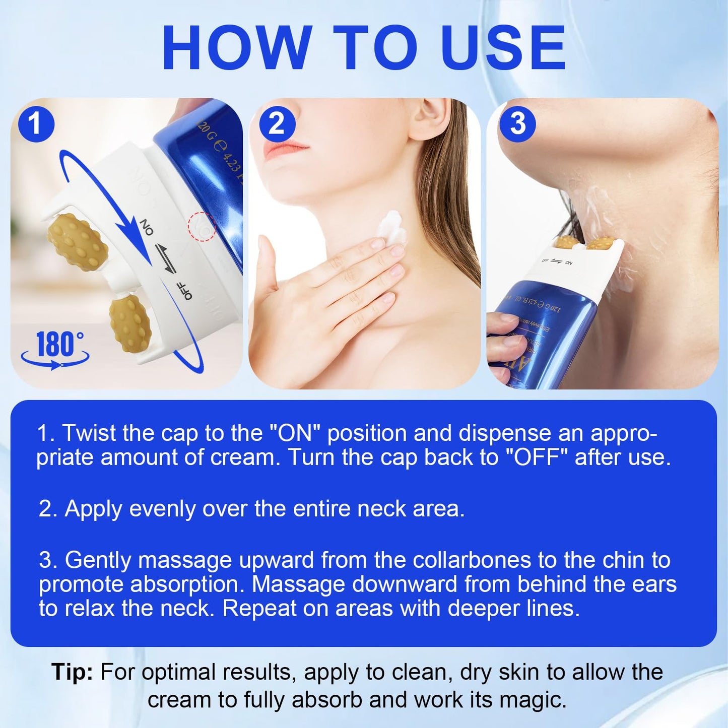 Ah8 Neck Firming Cream, Neck Firming Creams Contain Hexapeptide,With Double Roller Massage,Reduce Wrinkles Fine Lines And Double Chin,Firm And Lift Sagging Skin