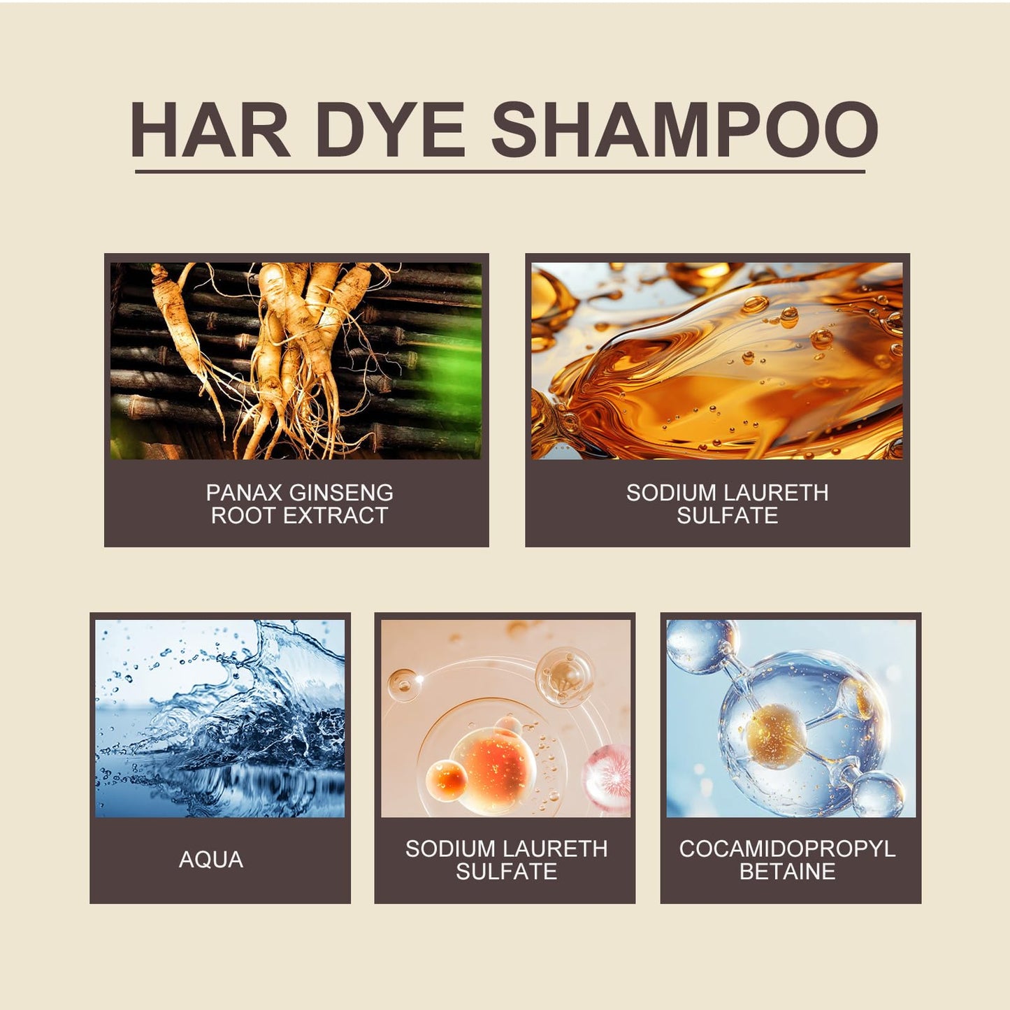 Generic Dark Brown Hair Dye Shampoo, 3 in 1 Colour Shampoo to Cover Grey Hair, Natural Plant Extract Hair Care, Long Lasting Color Sham-poo for Men and Women, Easy Use, Nourishing Formula
