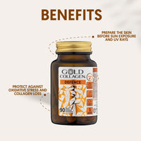 GOLD COLLAGEN Defence - Antioxidant Collagen Supplements for Women & Men, 90 Tablets for Immune Support & Collagen Maintenance with Vitamin C, Biotin, Hyaluronic Acid for Skin, Nail & Hair Care