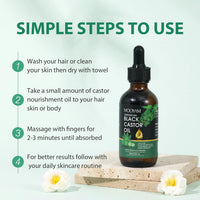 Jamaican Black Castor Oil 100% Pure for Hair Growth, Black Castor Essential Oil for Stronger Healthier Hair for Body & Face Eyebrows Growth, Skin Moisturizer & Massager Nail Care