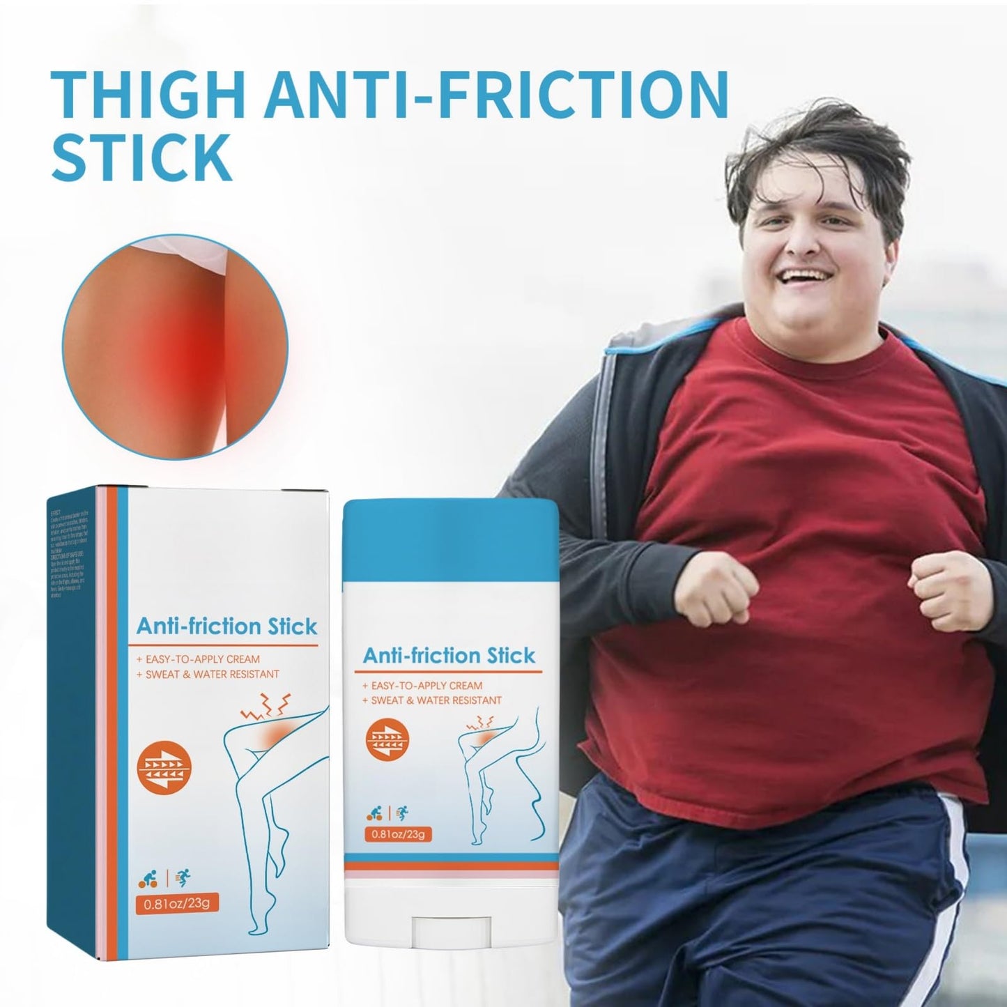 Fankayi 2PCS Anti-Chafe Stick,Waterproof Anti Chafe Stick,Glide Anti Chafing Stick,Thigh Anti Chafe Stick,Running Chafe Stick,Body Anti-Chafe Balm for Heel,Lower Arm,Legs,Skin Protection,Moisturizing