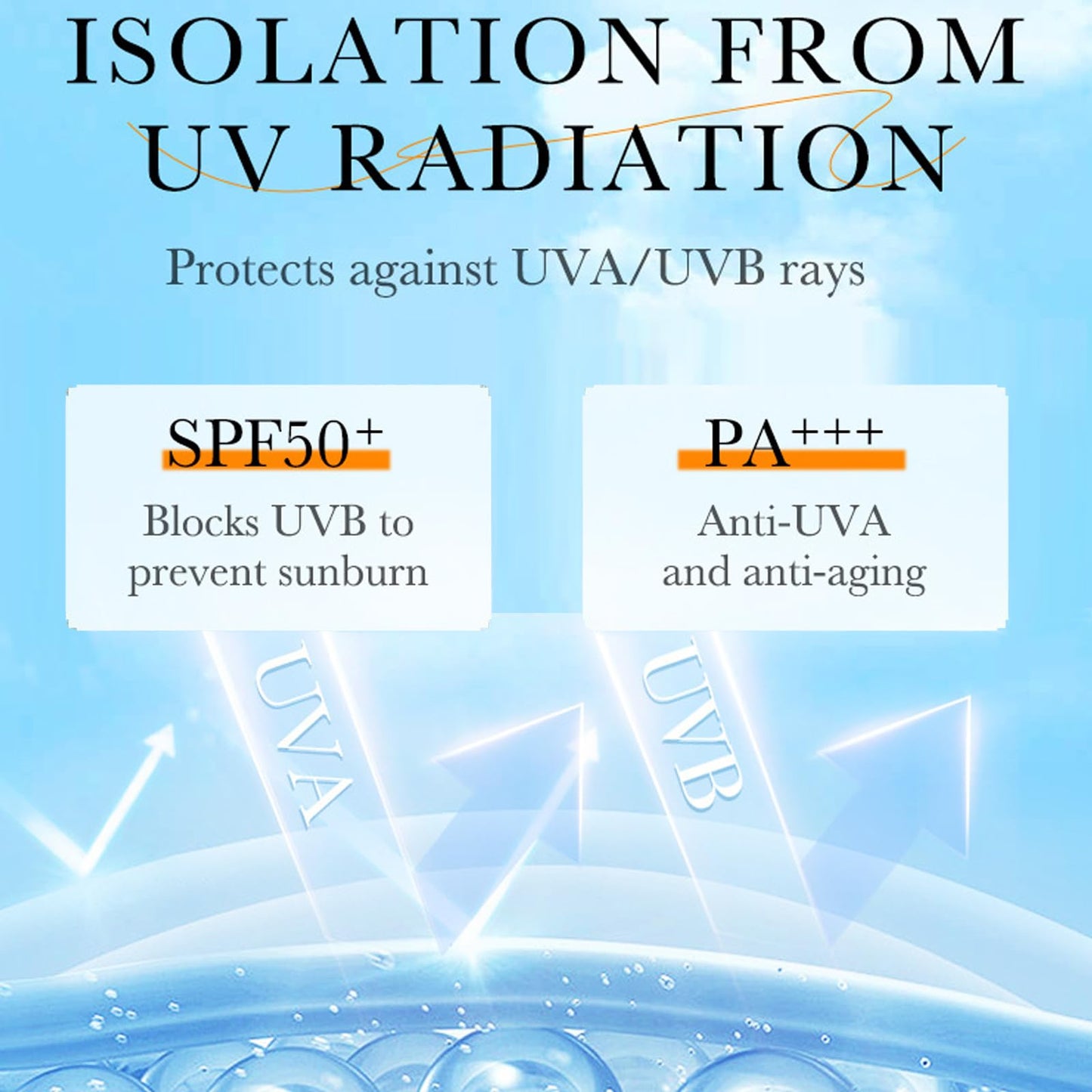 GEEWHILE Rice Sunscreen SPF 50+ Sunscreen with Rice Extracts, Waterproof Moisturizing Sun Cream, UVA&UVB Protection Sun Cream for Protects & Brightens Skin, Reduces Blemishes, Non-Greasy