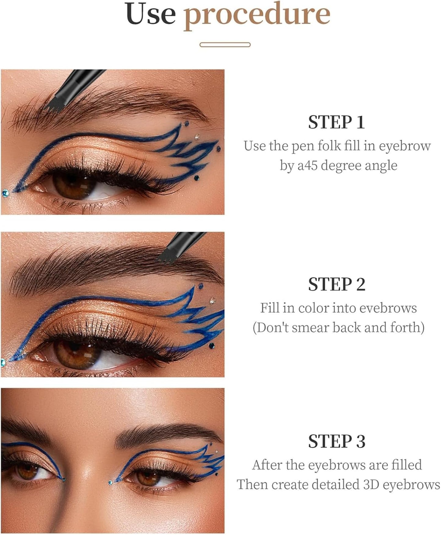 MEITREND Microblading Eyebrow Pencil - 3D Magic Eyebrow Pencil - Natural Makeup Fine Stroke 4-Fork-Tip Eye Brow Pencils - Long-Lasting Waterproof Eyebrow Pencil for Women