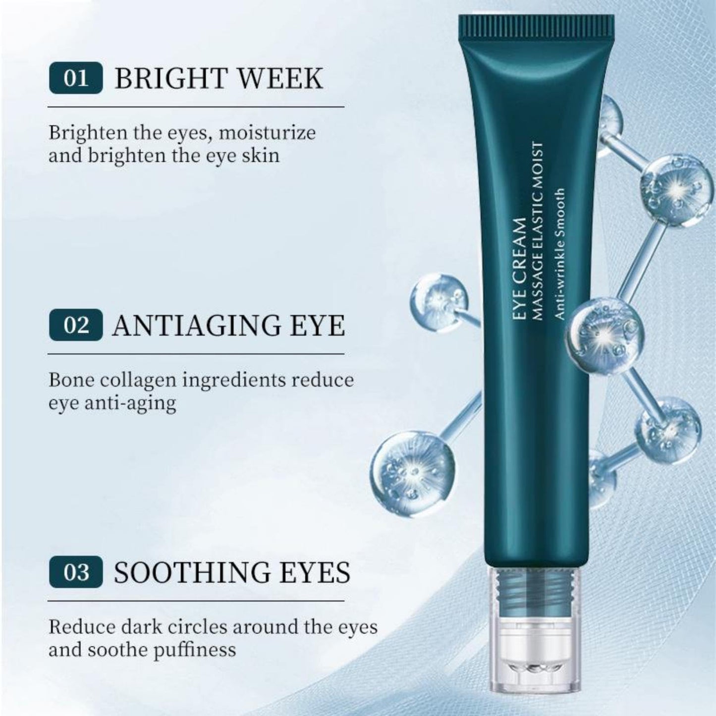 Under Eye Cream with Roller Applicator for Dark Circles and Puffiness β Hydrating and Refreshing Eye Cream for Delicate Skin Care
