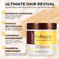 CiAIplw Collagen Hair Mask, Argan Oil Hair Mask Essence for Dry & Damaged Hair, Hydrating, Smooths and Nourishes, Deep Repair Hair Conditioner Mask for All Hair Types, 220ml