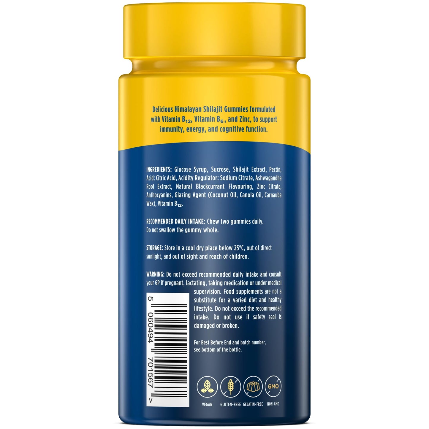 Wellgard Himalayan Shilajit Gummies – Formulated with Ashwagandha, B-Vitamins, and Zinc, Vegan