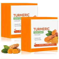 KDJXZ Turmeric Soap 2 Pieces Tumeric Soap Acne Dark Spot Smooth Skin, Turmeric Soap Bar, Turmeric Handmade Soap Bar Suitable for Moisturizing Restoring Elasticity Luster and Tightening Pores