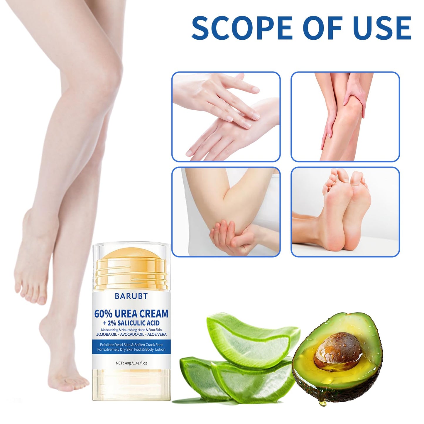 Generic 3PCS Urea Cream 60% for Dry Cracked Heels and Feet, 2025 Urea Foot Cream, Moisturizing & Repair Cream for Hands, Elbows, Knees & Feet, Intensive Skincare Balm