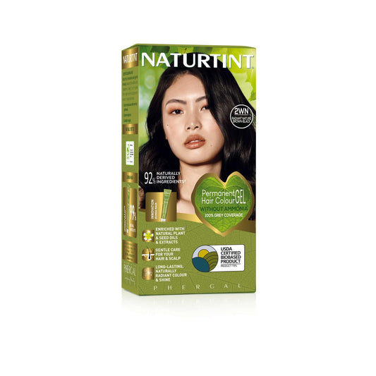 NATURTINT Naturtint Permanent Hair Colour Gel 2WN Radiant Nature Brown-Black, Plant Enriched, Ammonia Free, Long Lasting Grey Coverage and Radiant Colour, Nourishment and Protection
