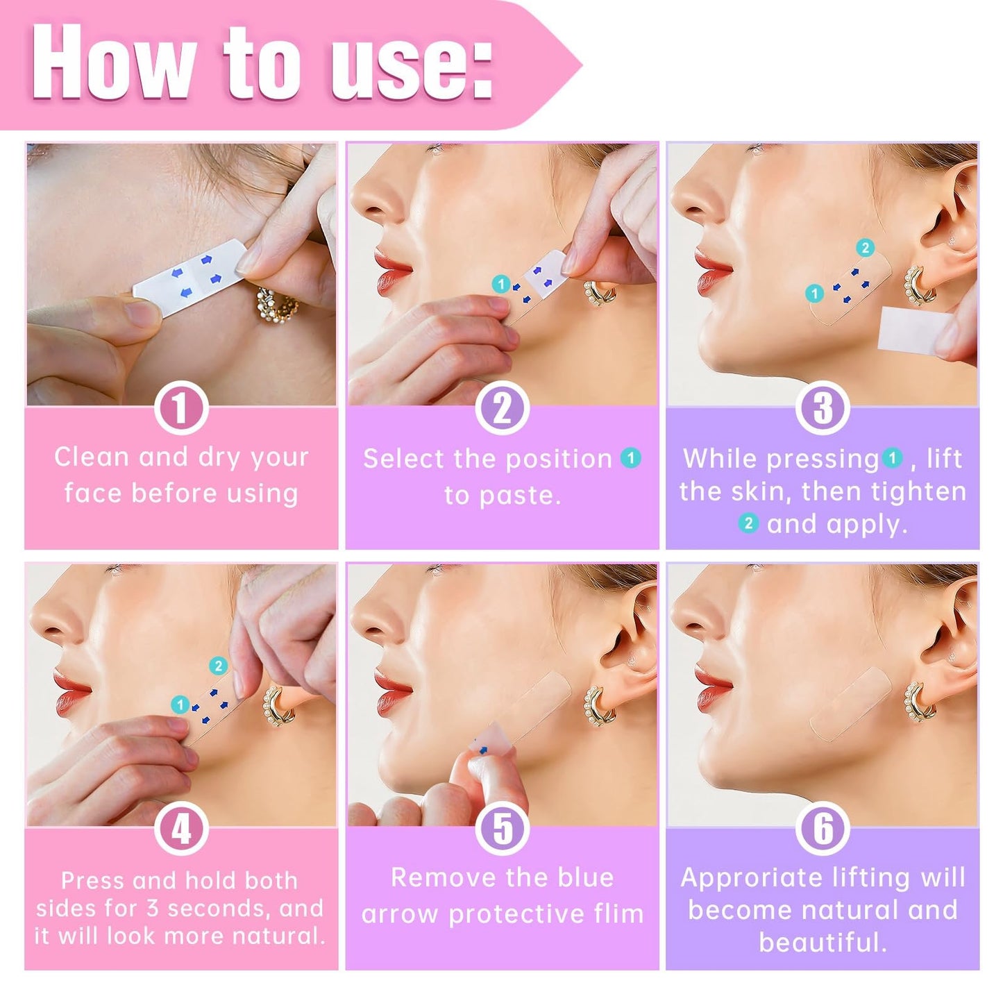 AINxtolm 120PCS Face Lift Tape,Invisible Face Lift Patches for Skin Tightening,Elasticity Tighten Lift Patches,Face Tape for Wrinkles,Anti Wrinkle Patches,Face Tapes for Lifting Sagging Skin,Face Lifting Tape