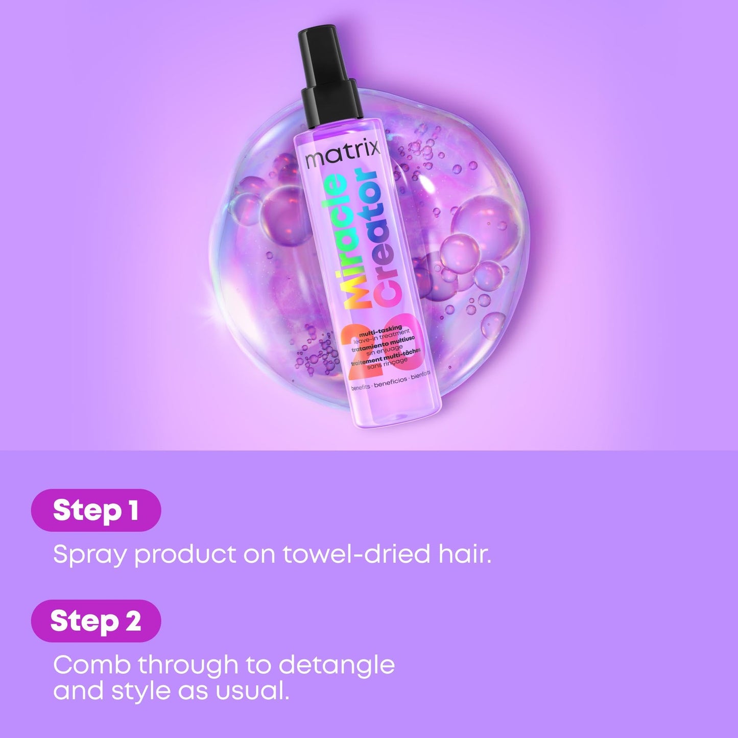 Matrix Multi-Tasking Hair Treatment, Leave-In Conditioner and Heat Protector with 20 Benefits, Total Results, Miracle Creator, 190ml