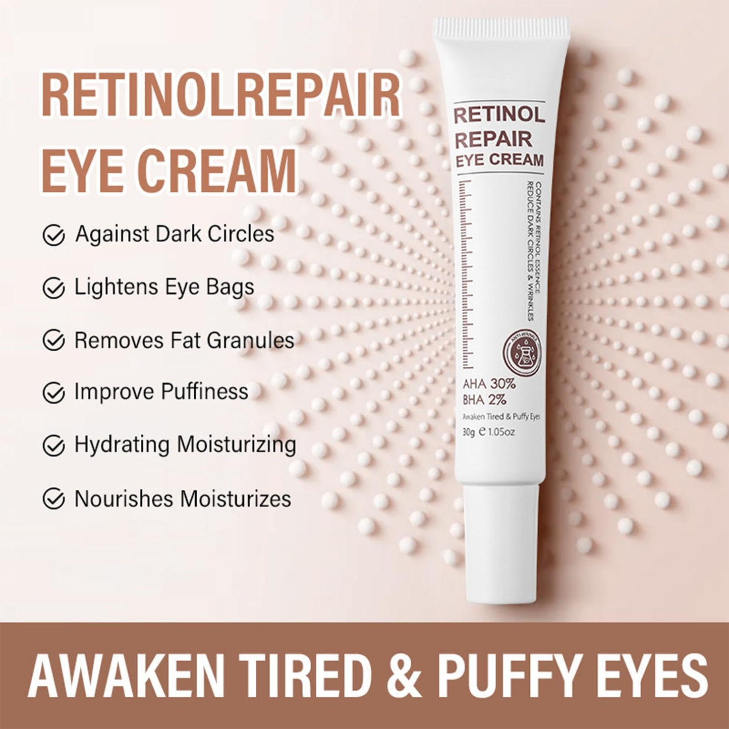 Retinol Eye Cream With Retinol Serum & AHA 30% & BHA 2% -Under Eye Cream For Dark Circles Puffy Eyes -Retinol Serum Moisturising Anti-Wrinkle Anti-Aging Eye Creams (Retinol Eye Cream)