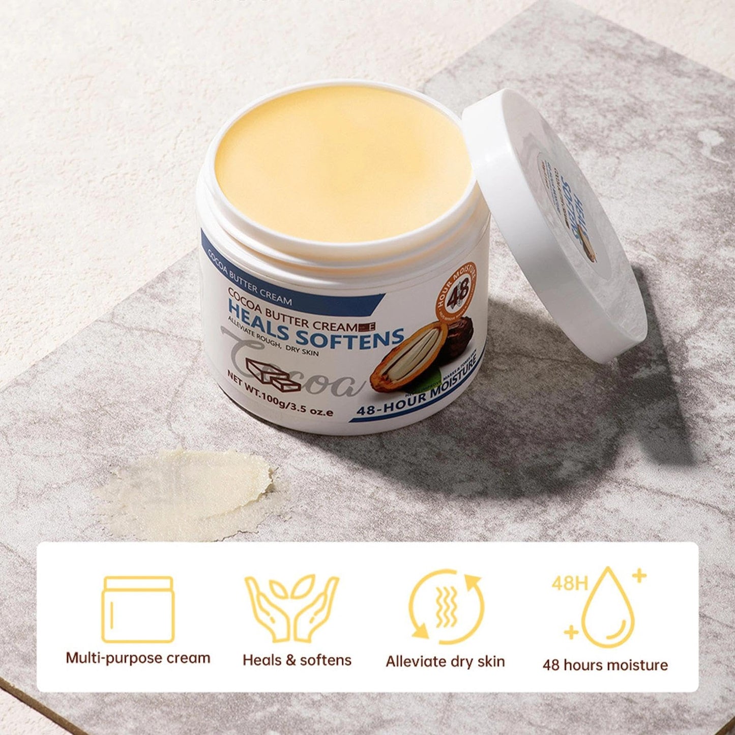 AurolaGlow Cocoa Butter Cream – 48-Hour Moisturizer For Dry Skin, Smooths And Moisturize Body & Face Cream With Cocoa Butter Oil For Women & Men