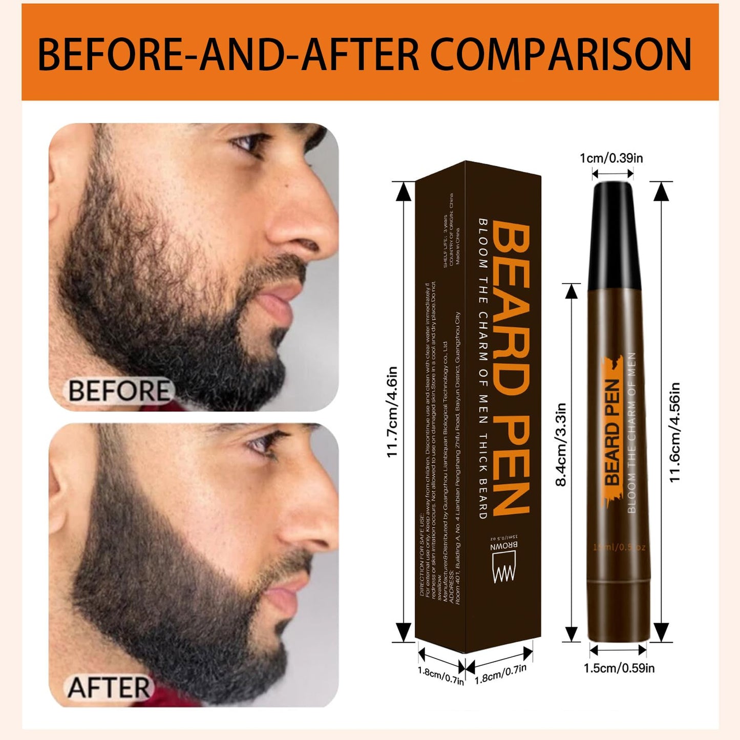 DMQ Beard Pencil Filler,Brown Tattoo Eyebrow Pen with Fork Tip,Waterproof, Long Lasting, Natural Looking,Hair and Beard Filler for Define & Sharpen Hair, Beard & Eyebrow