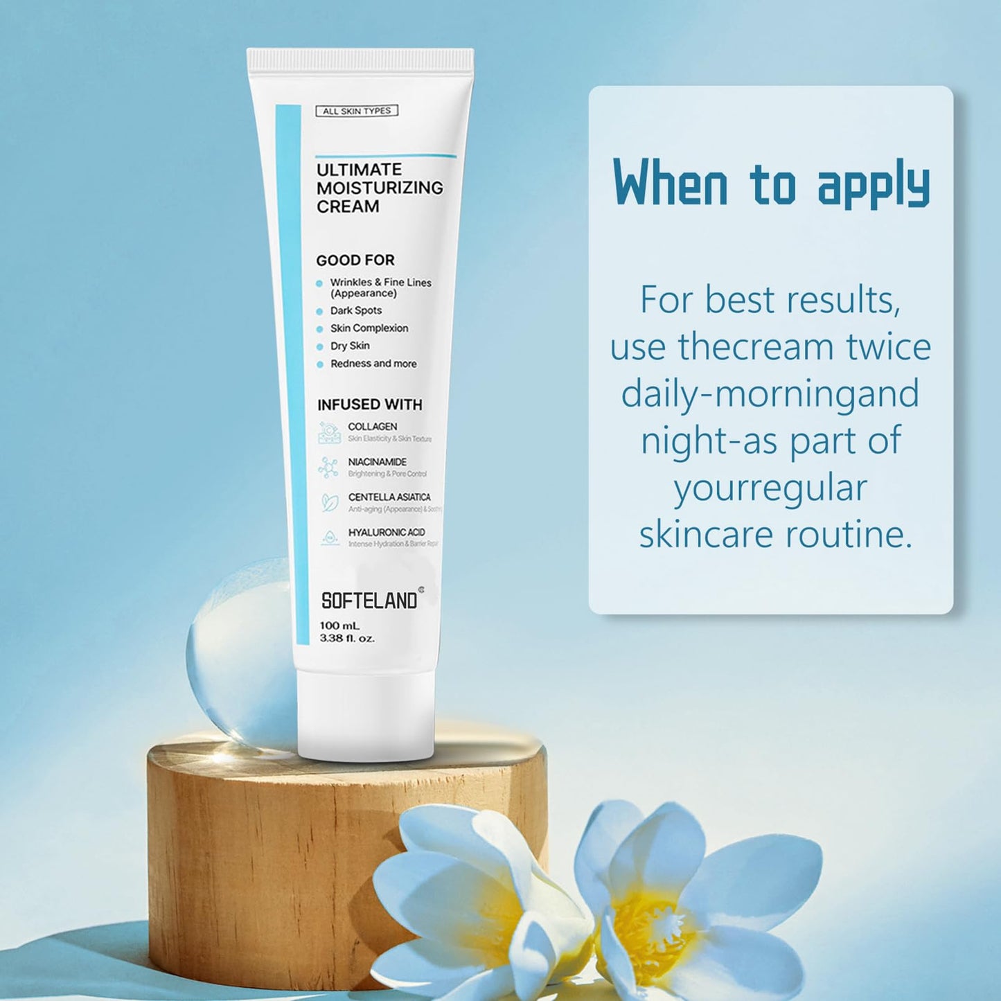 Ultimate Moisturizing Cream, Centella Moisturizer Korean,Youthful Formula,Centella Asiatica, Niacinamide, Hyaluronic Acid,Collagen,Face Cream for Fine Lines,Dark Spots, Dry Skin, Redness(100ML)