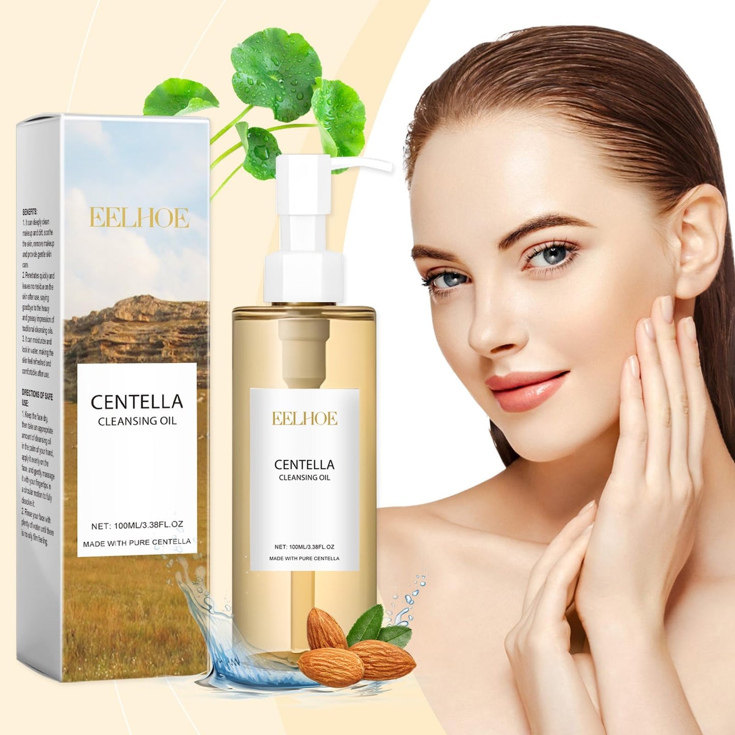 Xinyig 100ML Centella Cleansing Oil,Centella Light Cleansing Oil,Oil-Based Facial Cleanser Gentle Makeup Removal,Centella Cleanser and Makeup Remover,Cleansing Oil and Cleansing Foam,Deep Cleansing of Pores