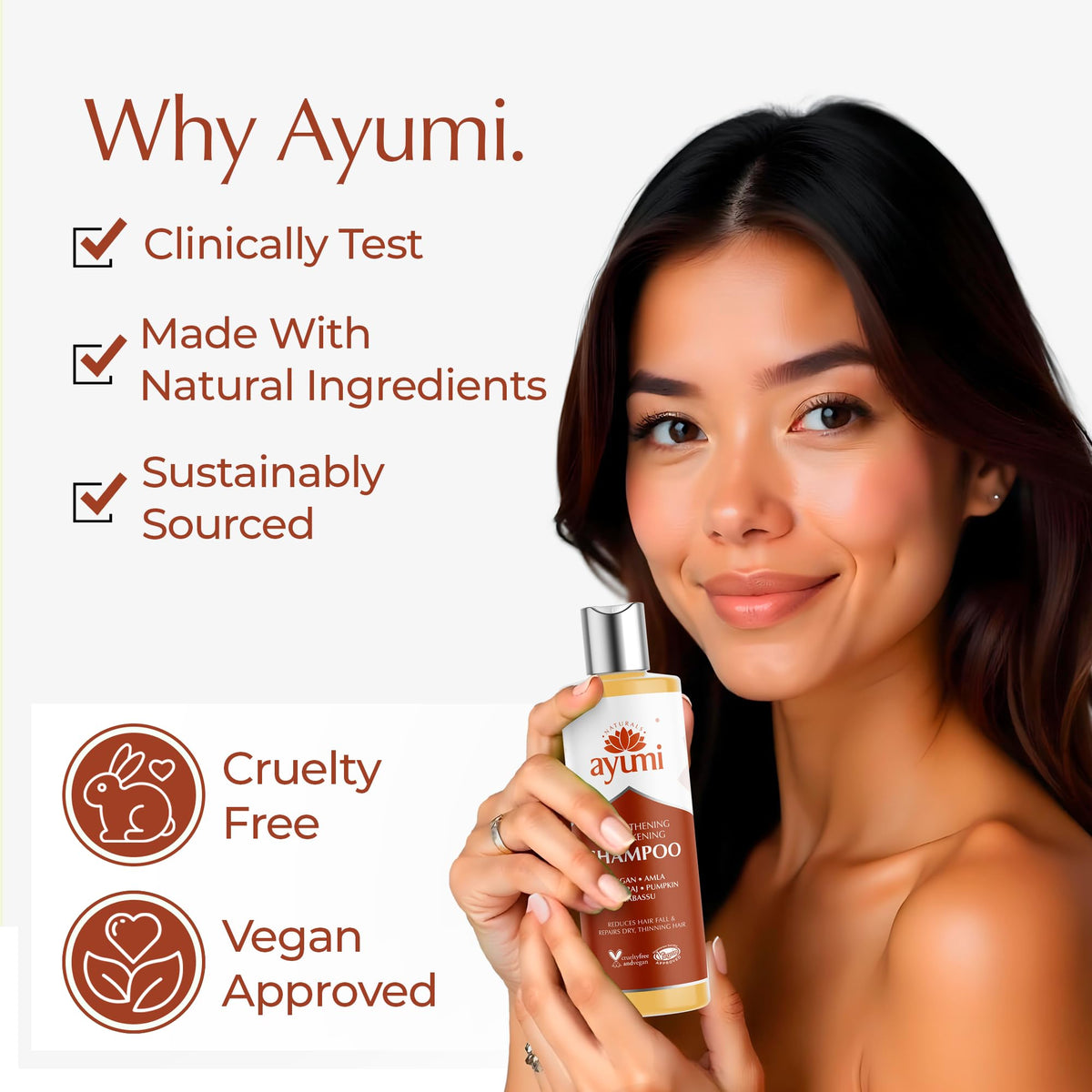 Ayumi Hair Growth Shampoo with DHT Blocker | Anti Hair Loss Shampoo with Bhringraj| Argan OilShampoo for Dry Scalp Treatments | Hair Strengthening with Pumpkin | Ideal Women & MensShampoo | 1x250ml