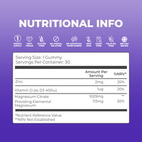 30 Chewable Sugar-Free Kids Magnesium Gummies - Strawberry Flavour - 1029mg Magnesium Citrate, Zinc & Vitamin D3 - Providing 113mg Elemental Magnesium for Kids 3+ - Calm Mind & Strong Bones - Vegan