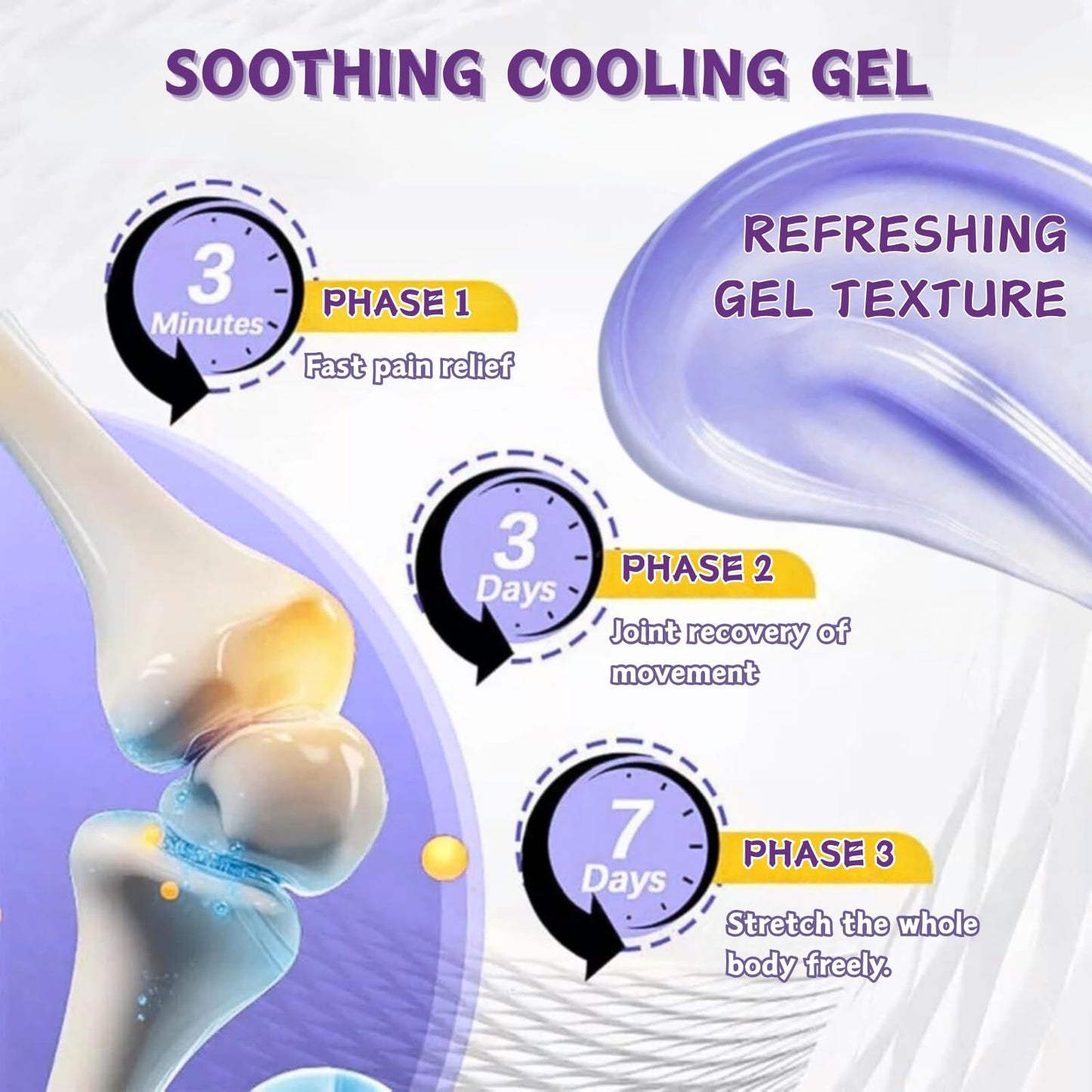 Kr-EIN Massage Gel - Soothing Pain Relief Massage Gel 100g - Natural Joint Pain Relief Purple Gel, Rapid Absorption Joint Cream for Back, Neck, Knees, Sports Recovery, Deep Muscle Pain Relief