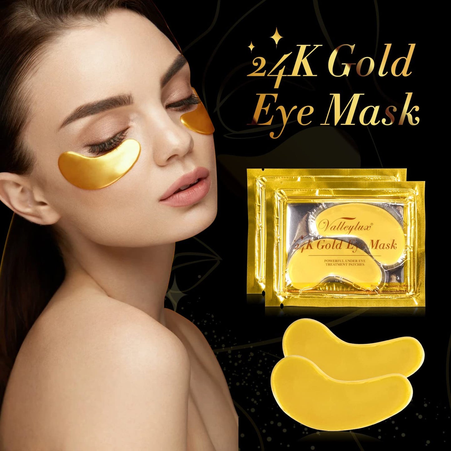 Generic Under Eye Patches,24K Gold Eye Masks, Eye Masks for Anti Wrinkles, Dark Circle Puffiness, Eye Gel Patch Women Men Under Eye Gel Patches (20 Pairs)