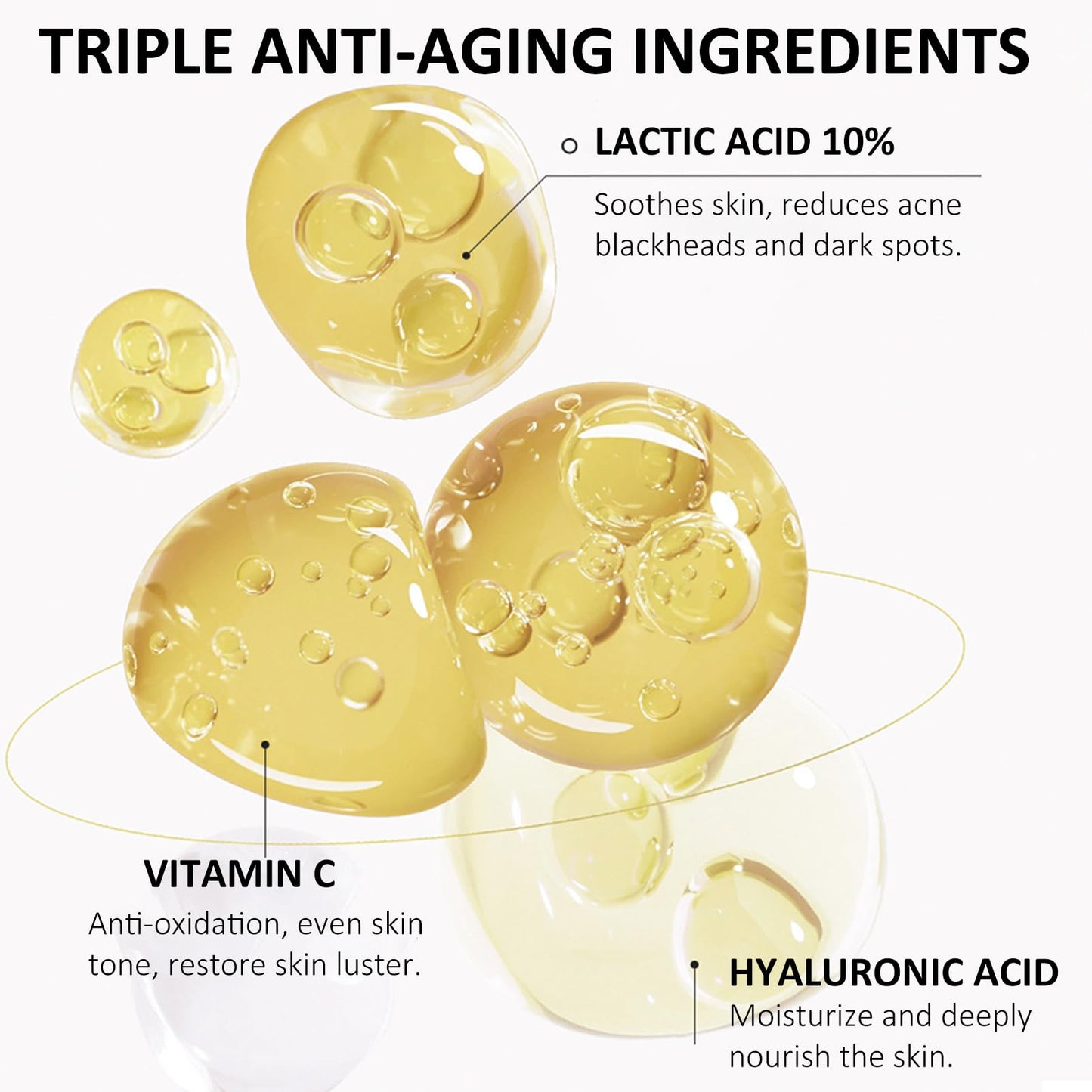 MrCuvaryas 10% Lactic Acid Serum With Hyaluronic Acid Serum For Face, 3 In 1 Combine Vitamin C Serum For Face, Face Serum For Shrink Pores, Hydrated, Even Skin Tone, Antioxidation, Oil Control