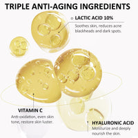 MrCuvaryas 10% Lactic Acid Serum With Hyaluronic Acid Serum For Face, 3 In 1 Combine Vitamin C Serum For Face, Face Serum For Shrink Pores, Hydrated, Even Skin Tone, Antioxidation, Oil Control