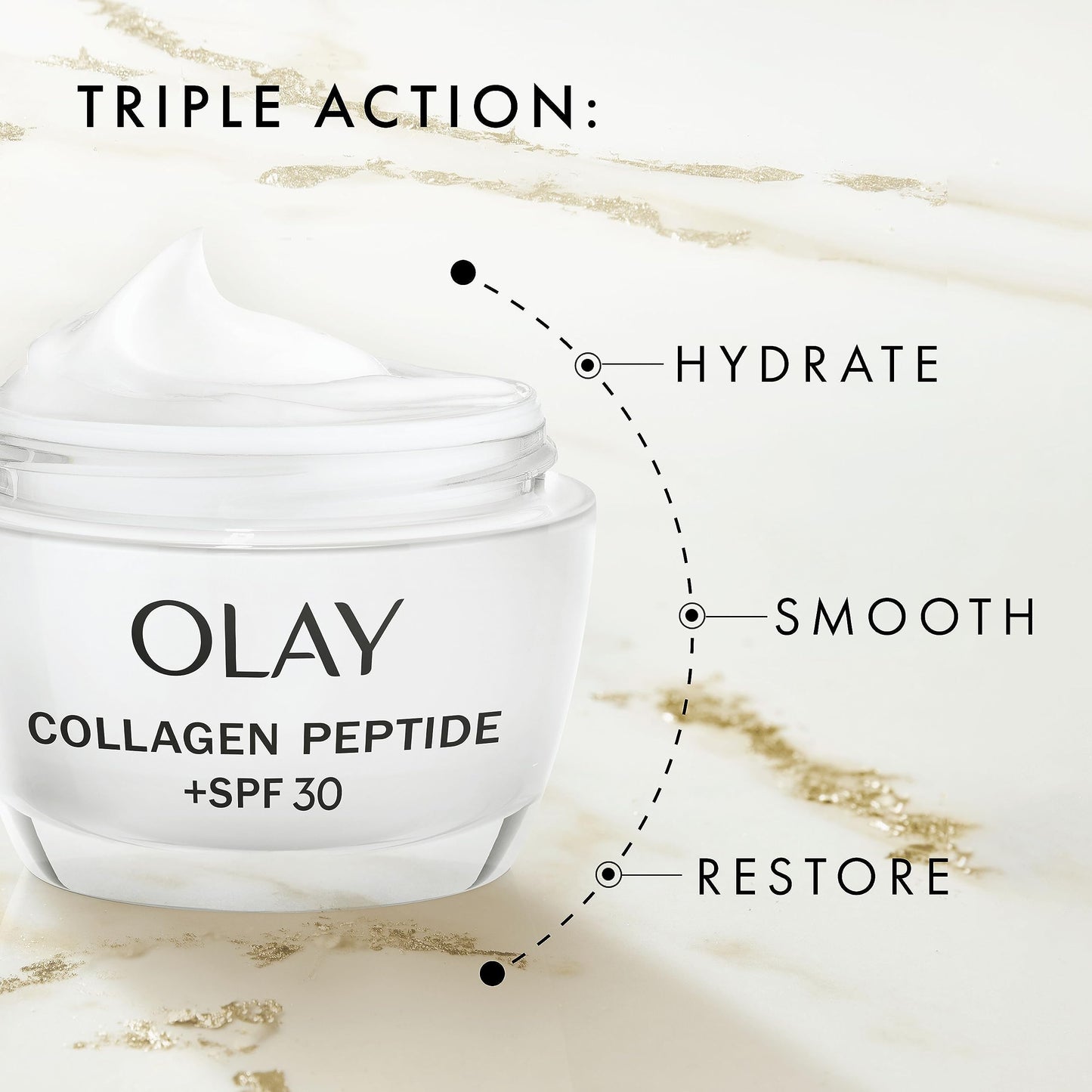 Olay Collagen Peptide 24 Moisturiser 50ml, Face Cream with SPF 30 Protection + Collagen Peptide & Vitamin B3, Instantly Hydrates for 24H