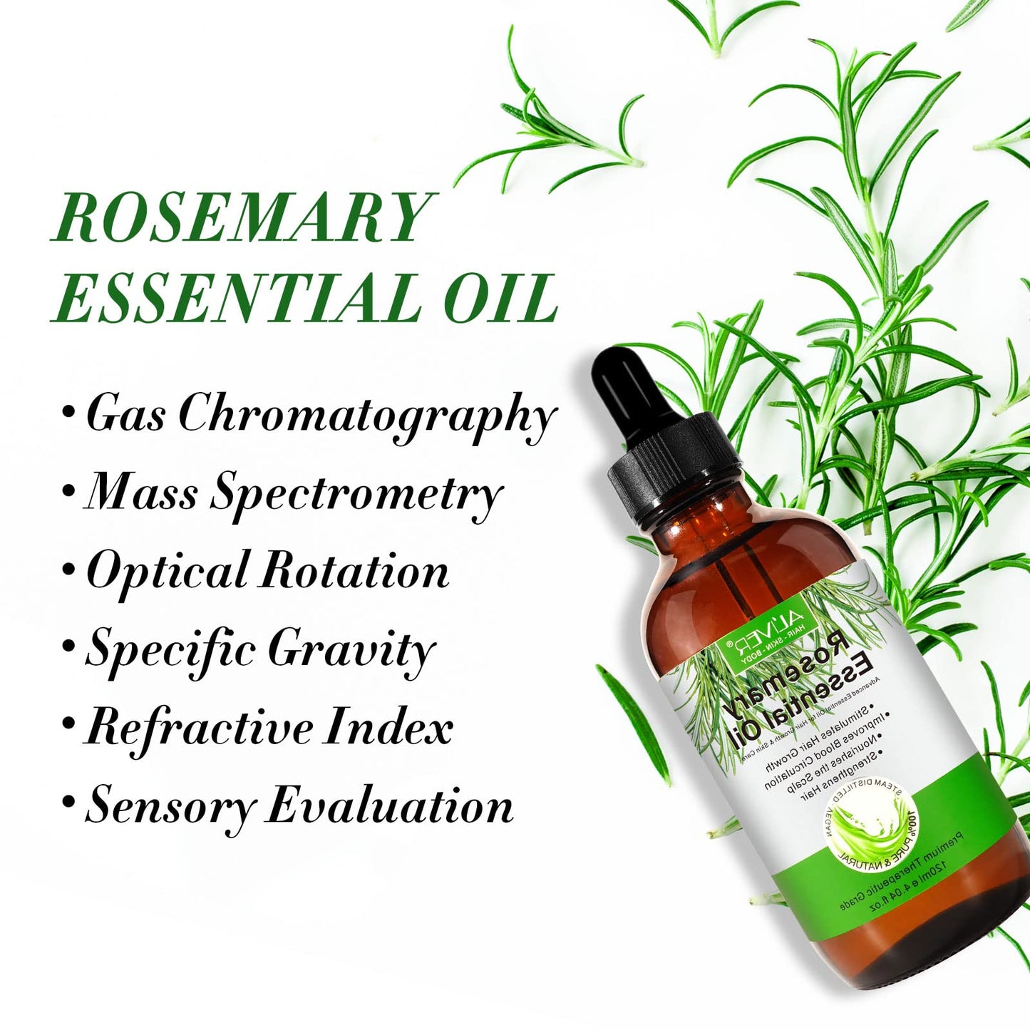 Rosemary Oil for Hair Growth & Skin Care 120 ML, Hair Loss and Hair Regrowth Treatment, Stimulates Hair Growth, Improves Blood Circulation for Men and Women 4.04 Oz