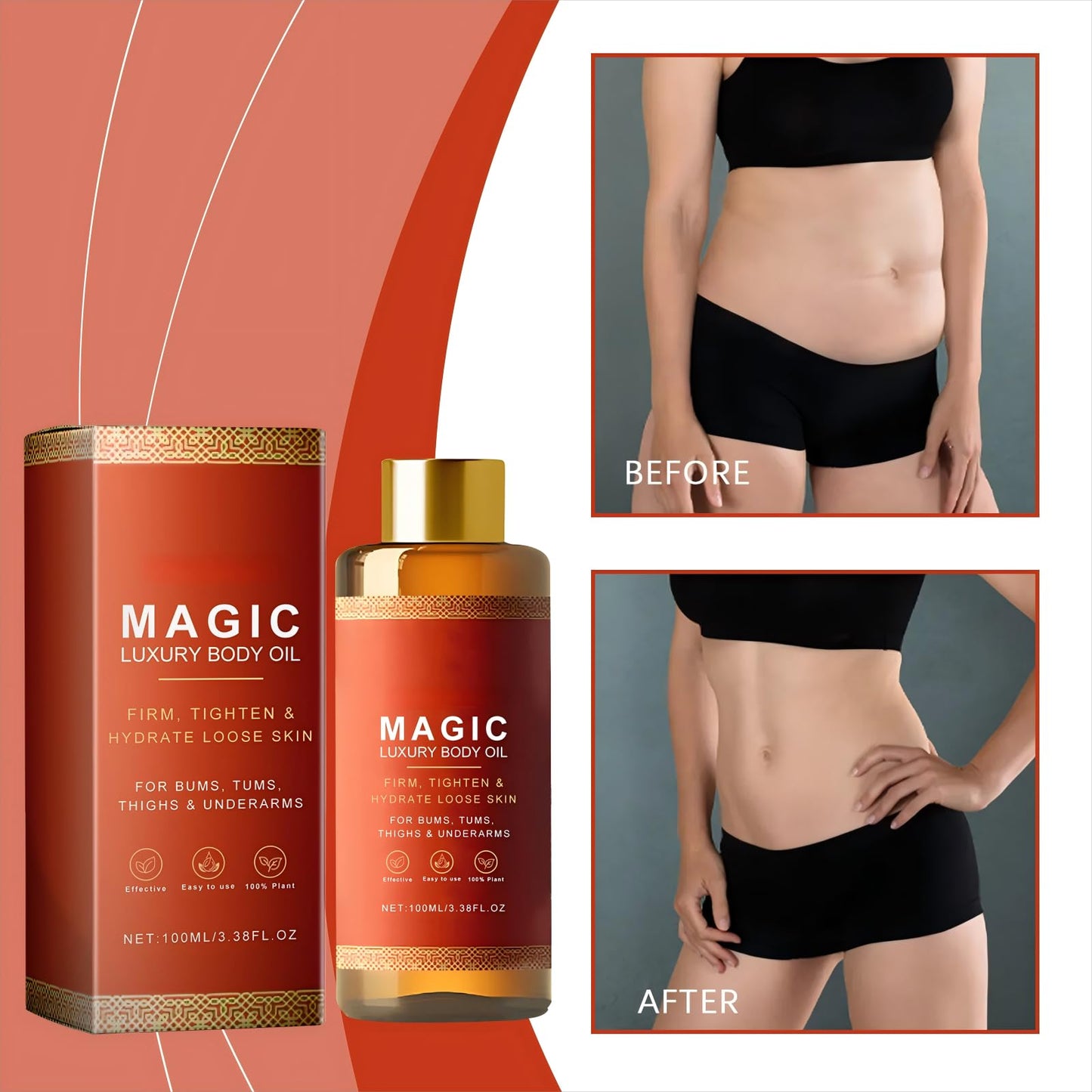 Dabacc 2Magic Body Oil Firming, 100ml Luxury Firming Body Lotion, Magic Massage Oil, Radiant Skin Natural Body Moisturizing Oil for Women