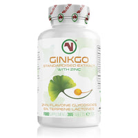Nutriodol Ginkgo Biloba Leaf Extract | Small, Easy To Swallow Tablets | Added Zinc To Boost Cognitive Functions | 24% Flavone Glycosides 6% Lactones | Suitable for Vegans (365 x Ginkgo Biloba Tablets)