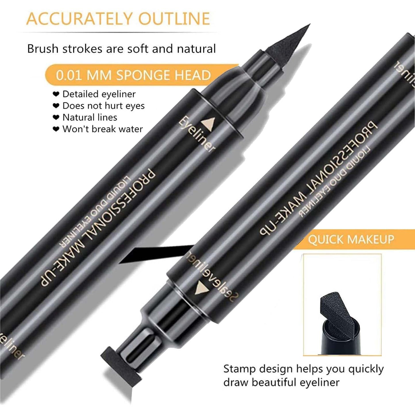 KKwoter Smudge-Proof Winged Eyeliner Stamp & Pen for Women - Long-Lasting Black Liquid Eye Liner