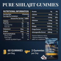 Veenuule 1400MG Shilajit Gummies, Pure High Strength Himalayan Shilajit Gummies with Chaga & Ashwagandha, Shilajit Gummies for Men & Women, 85+ Trace Minerals & Fulvic Acid, Zero Sugar, 60 Gummies