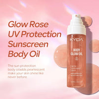 KYDA Body Glow Oil, SPF 45 Broad Spectrum, Sunscreen Body Oil with Rose Gold Mica, Moisturizing Coconut Body Oil, Lightweight Glow Body Moisturizer, Water Resistant, 3.38 fl oz, ROSE
