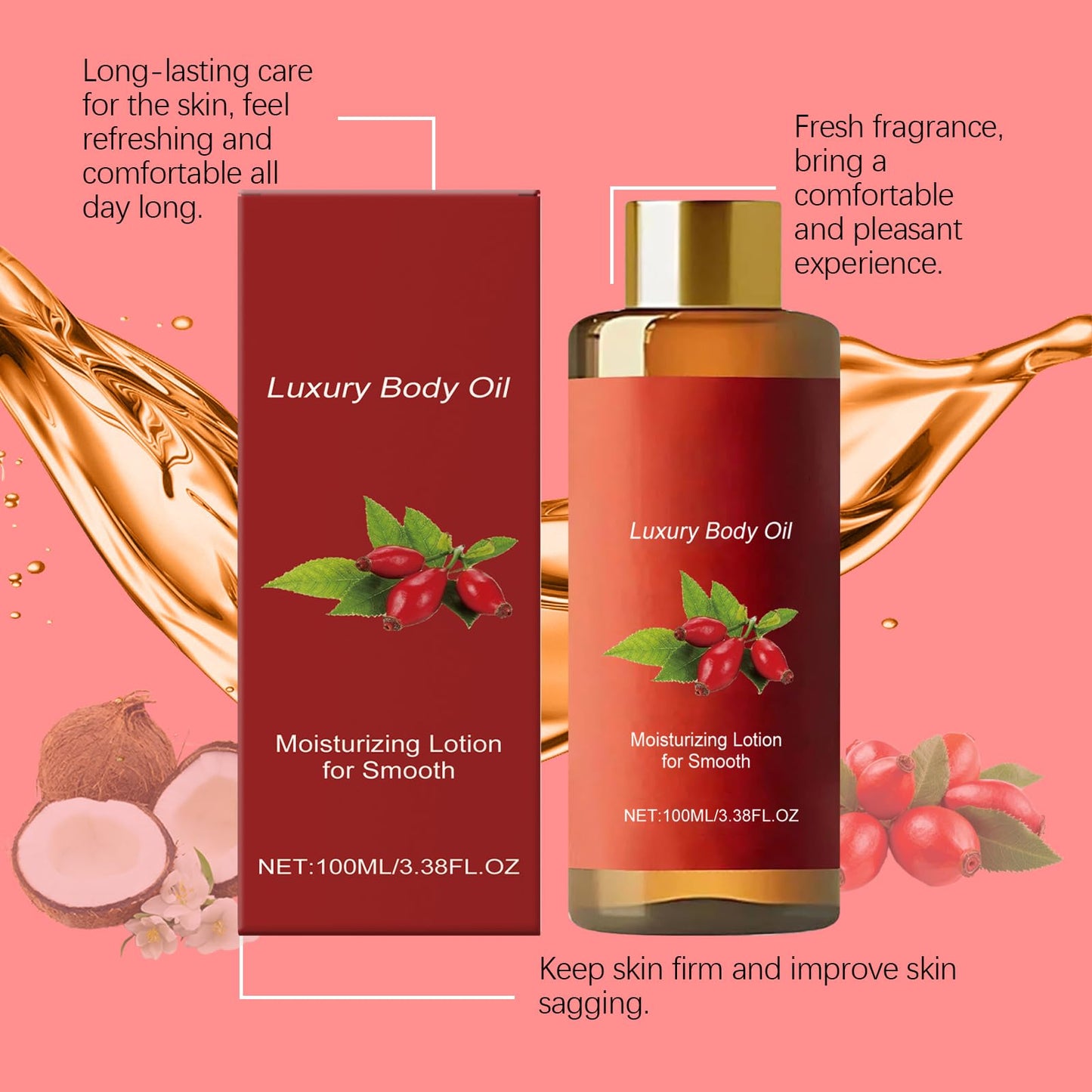 Fubsta 2Pcs Glow Remedy Oil Skin Tightening - Deep Moisturizing & Firming Body Lotion - Hydrating Firming Body Oil for Dry,Lines, Sagging Skin - MassageOil for Everyone After Shower