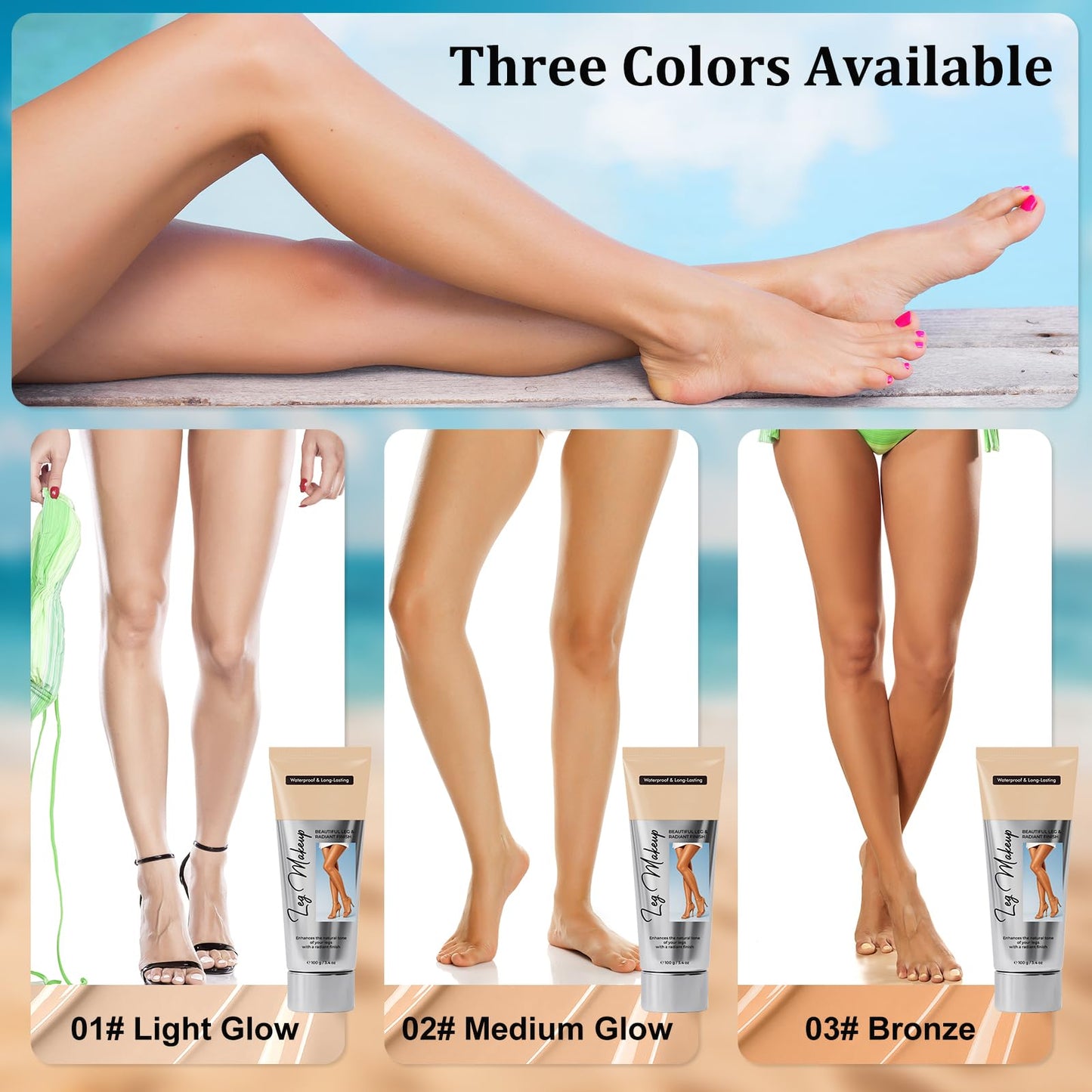 BoloShine Leg Makeup Waterproof, No Transfer Leg Make Up to Cover Veins, Body Scar Tattoo Cover Up, Long-Lasting, Light & Easy Application, Full Coverage Concealer for Women (Light Glow)