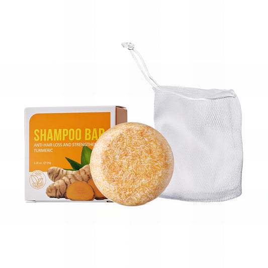 DMQ Turmeric Shampoo Bar,Ginger Hair Regrowth Shampoo Bar with Soap Bag,Natural Solid Shampoo Soap for Strengthen, Volumize & Thicken All Hair Types