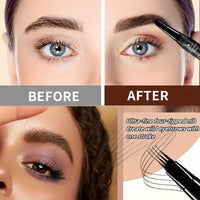 Oumun Eyebrow Pen,2-in-1 Eye Brow Pencils for Women with 4-Fork-Tip & Precise Brush-Tip,Waterproof Eyebrow Pencil Contouring Pen,Dual Ended Eyebrow Pen,Black Eyebrow Tint,Brow Microfilling Pen,Brow Tint Pen