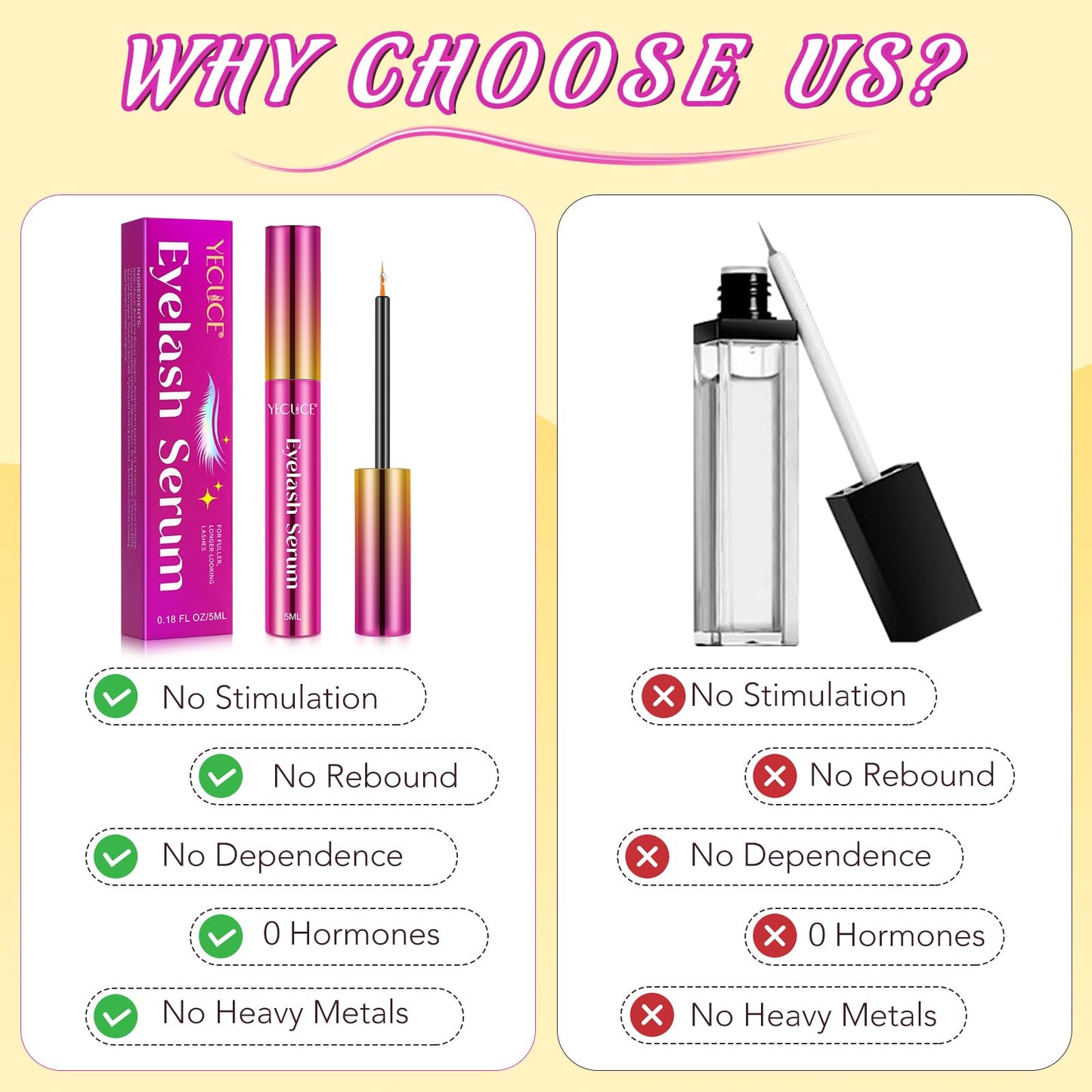 Generic Organic Castor Oil Lash Serum, Fuller & Longer Looking Eyelashes, Nourishing & Conditioning Formula, Eyelash Serum To Grow Lashes, Lash Boost Serum, Lash Enhancing Serum, 5ml