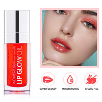 Uocasi Plumping Lip Oil, Hydrating Lip Gloss Tinted Lip Balm Transparent Lip Care, Big Brush Head Glitter Shine, Long Lasting Nourishing Non-sticky Fresh Texture (#4 Cherry)
