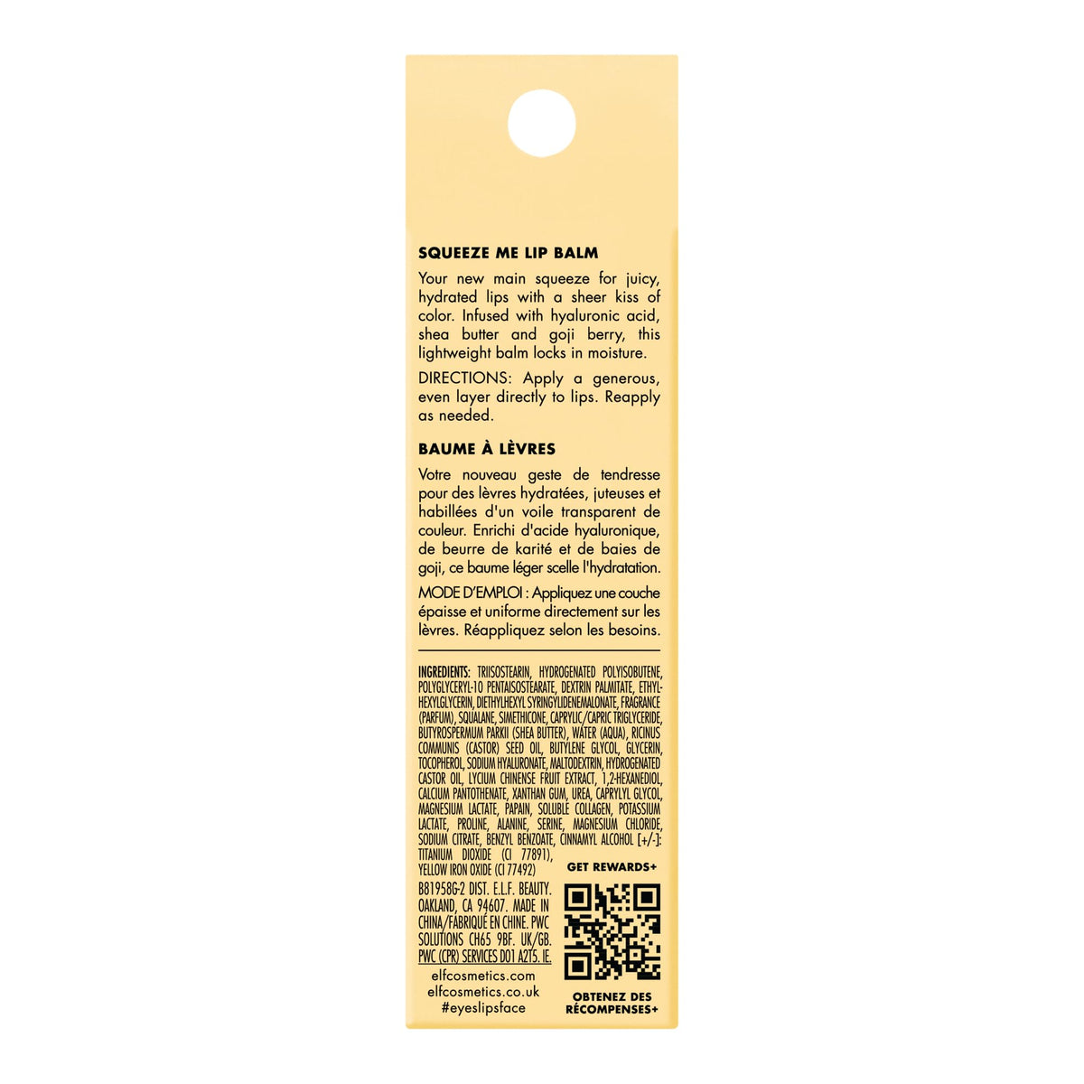 e.l.f. Squeeze Me Lip Balm, Moisturising Lip Balm For A Sheer Tint Of Colour, Infused With Hyaluronic Acid, Vegan & Cruelty-free, Vanilla Frosting