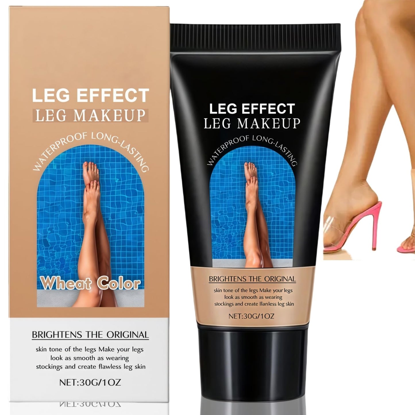 SingHao Leg Makeup Waterproof No Transfer,Vein Cover-Up Cream,Leg Makeup Cover Concealer,Long Lasting Leg and Body Scar Cover Up,Concealer Full Coverage,Body Foundation for Legs,Body Make Up(Wheat Color)