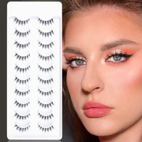 10 Pair Natural Lashes Little Devil Soft Eyelashes Strip Lashes Handmade False Eyelashes Natural Look Transparent Clear Band Small Eye Lashes by EMEDA (Little Devil)