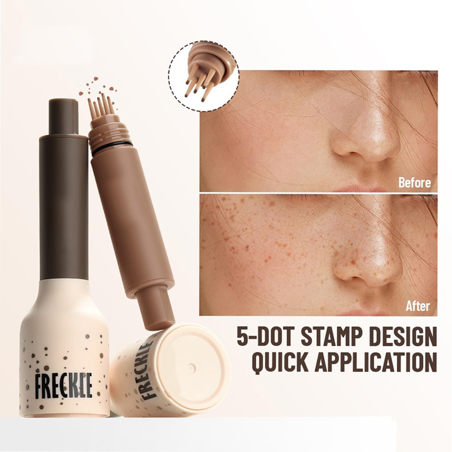 Generic Five-Point Freckle Stamp & Pen – Waterproof, Quick-Drying Faux Freckle & Tattoo Pen for Natural Sun-Kissed Look – Safe for All Skin Types(Ash Chestnut)
